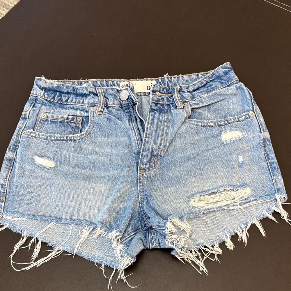 Garage Light Blue Distressed Denim Shorts